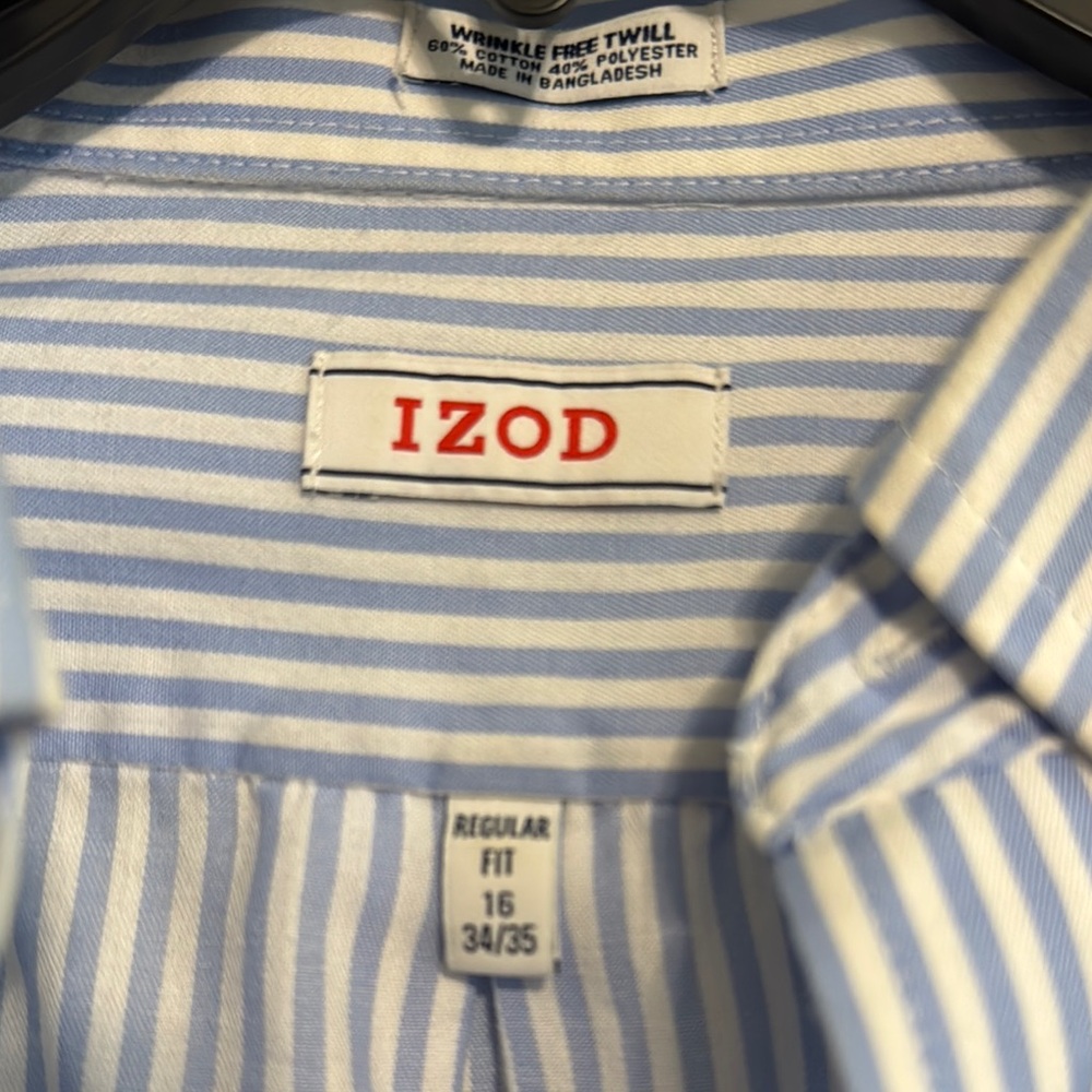 Izod Men's Blue Striped Shirt - Picture 2 of 3